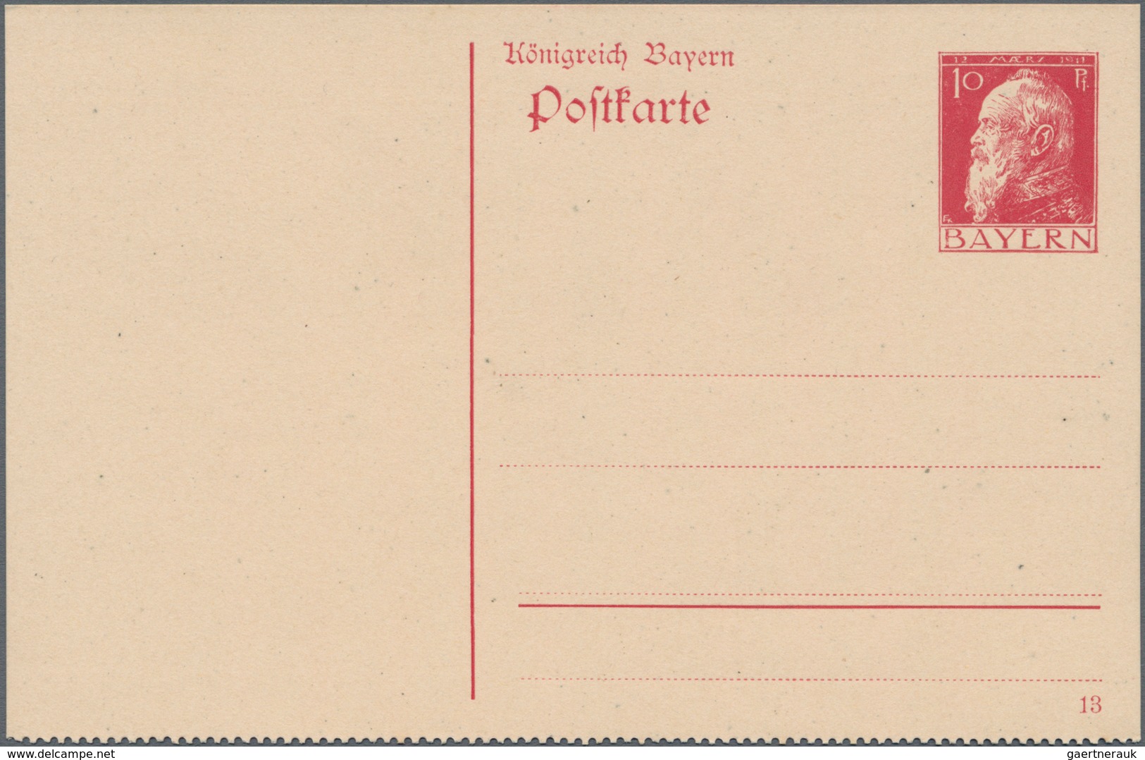 Bayern - Ganzsachen: 1911. Set Von 3 Gezähnten Postkarten 10 Pf Rot Prinzregent Luitpold: Oben Gezäh - Other & Unclassified