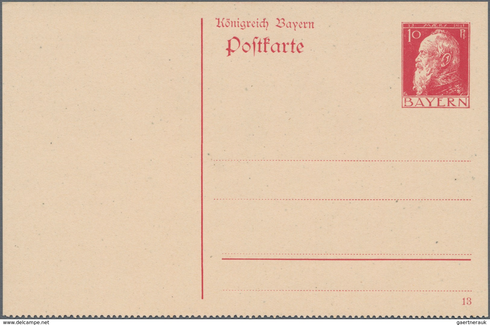 Bayern - Ganzsachen: 1911. Set Von 3 Gezähnten Postkarten 10 Pf Rot Prinzregent Luitpold: Oben Gezäh - Sonstige & Ohne Zuordnung