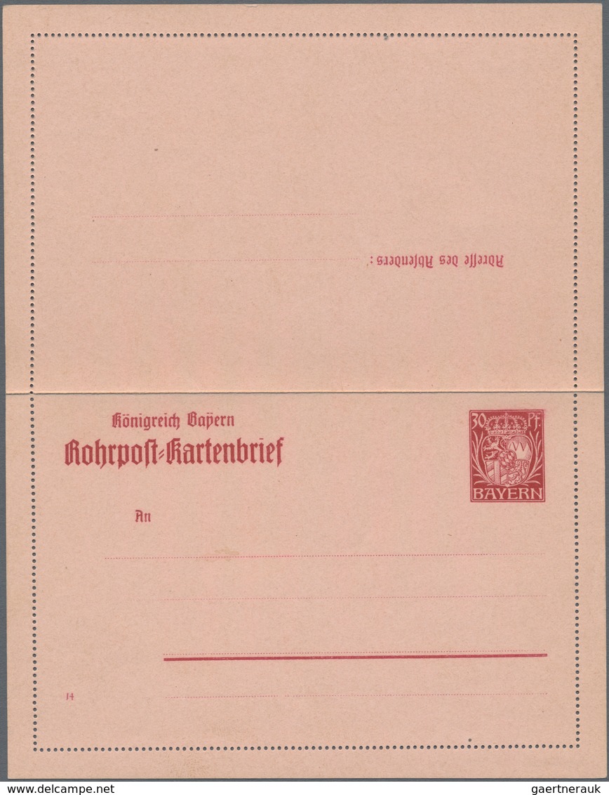 Bayern - Ganzsachen: 1914. RARITÄT - Rohrpost-Ganzsache Von Bayern. Rohrpost-Kartenbrief 30 Pf Hupp' - Andere & Zonder Classificatie