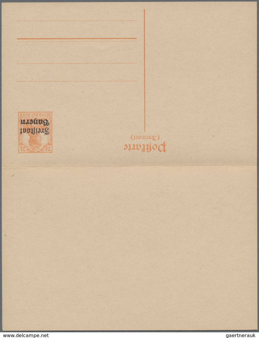 Bayern - Ganzsachen: 1919, 7 1/2 Pf. Germania "Freistaat Bayern", Nicht Verausgabte Doppelkarte Unge - Other & Unclassified