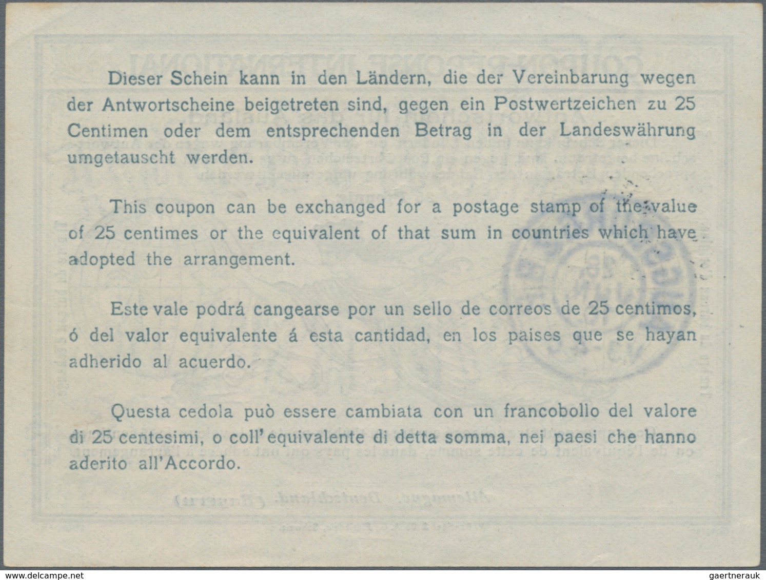 Bayern - Ganzsachen: 1910, Internationaler Antwortschein 25 Pfg. Gebraucht "AUGSBURG 28 JUN 10". - Andere & Zonder Classificatie