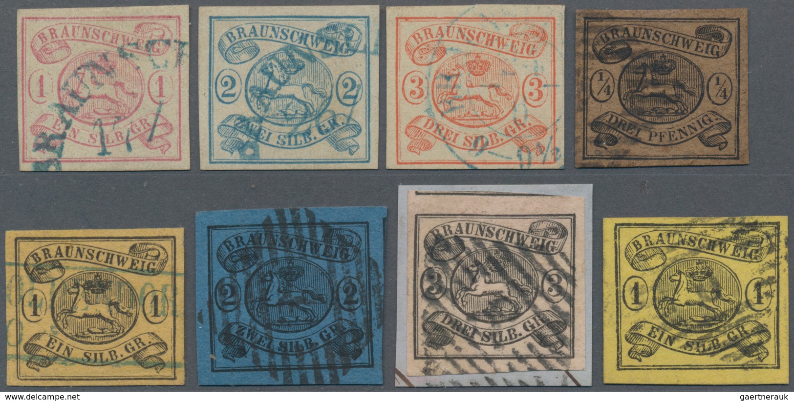 Braunschweig - Marken Und Briefe: 1852/1861, Acht Gestempelte Werte, Farbfrisch Und Allseits Voll- B - Brunswick