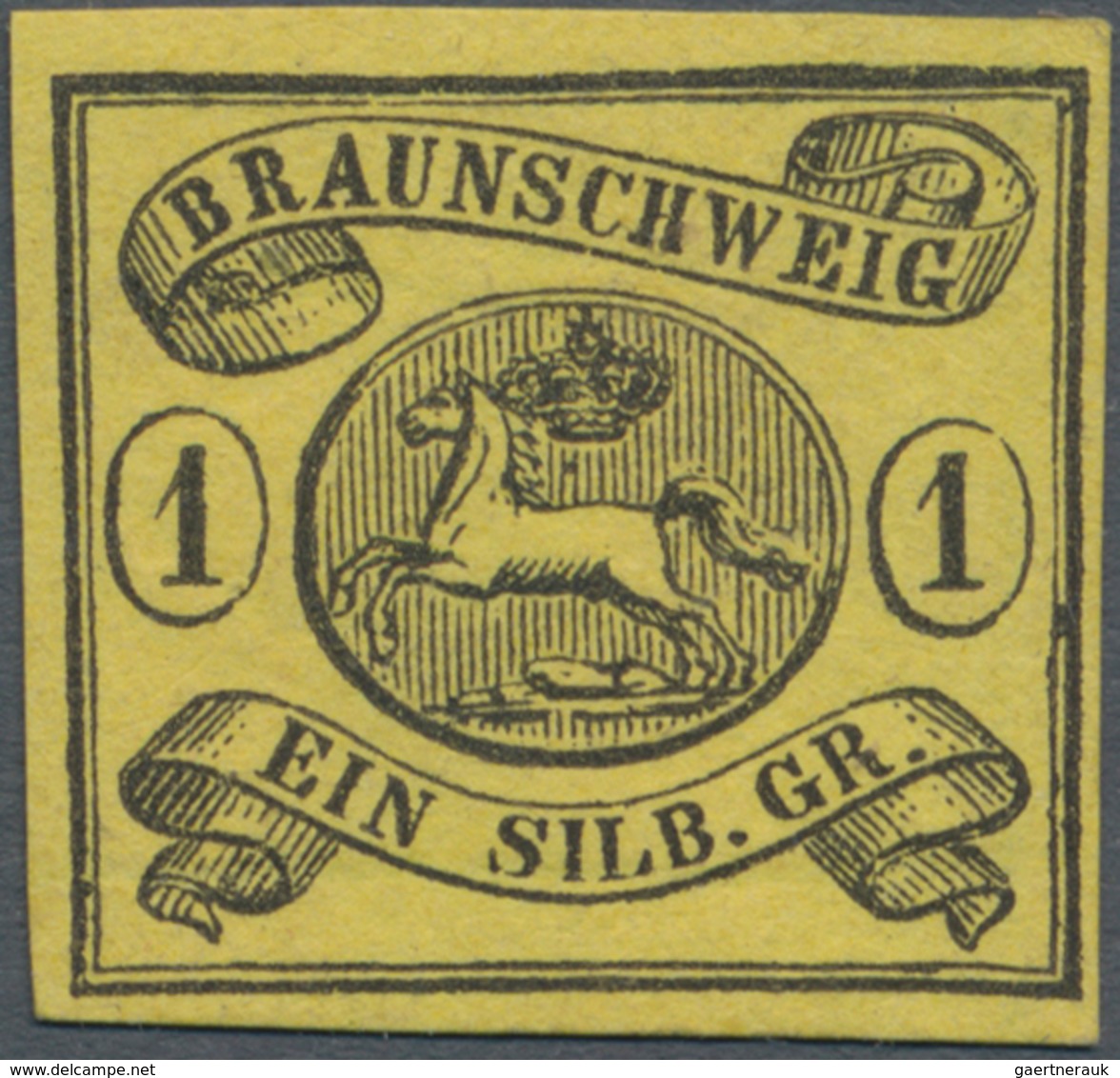 Braunschweig - Marken Und Briefe: 1861, 1 Sgr. Schwarz Auf Lebhaftgraugelb, Leuchtend Farbfrisches U - Brunswick