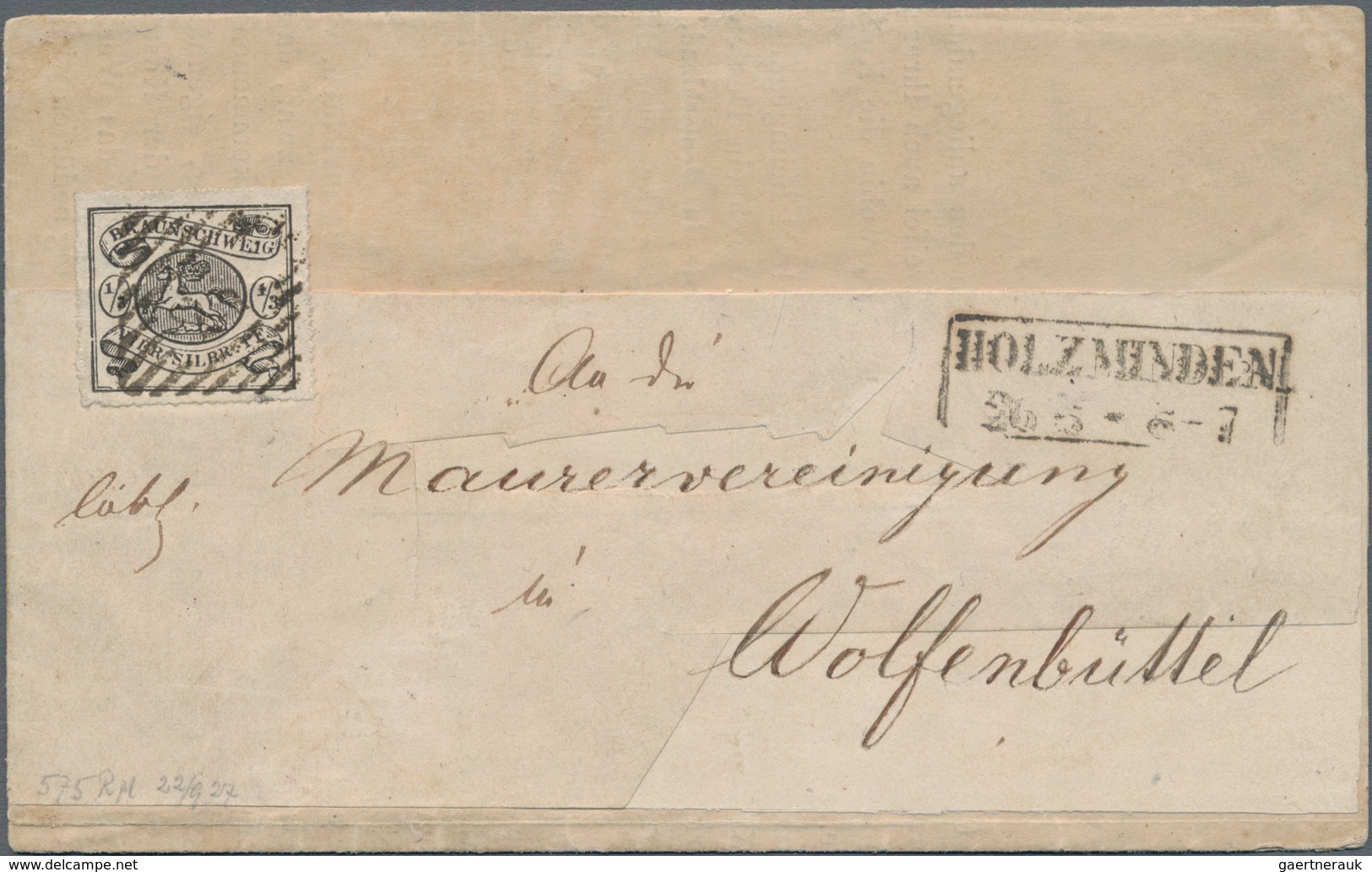 Braunschweig - Marken Und Briefe: 1864, ⅓ Sgr./4 Pfg. Schwarz Auf Weiß Mit Bogenförmigen Durchstich, - Brunswick