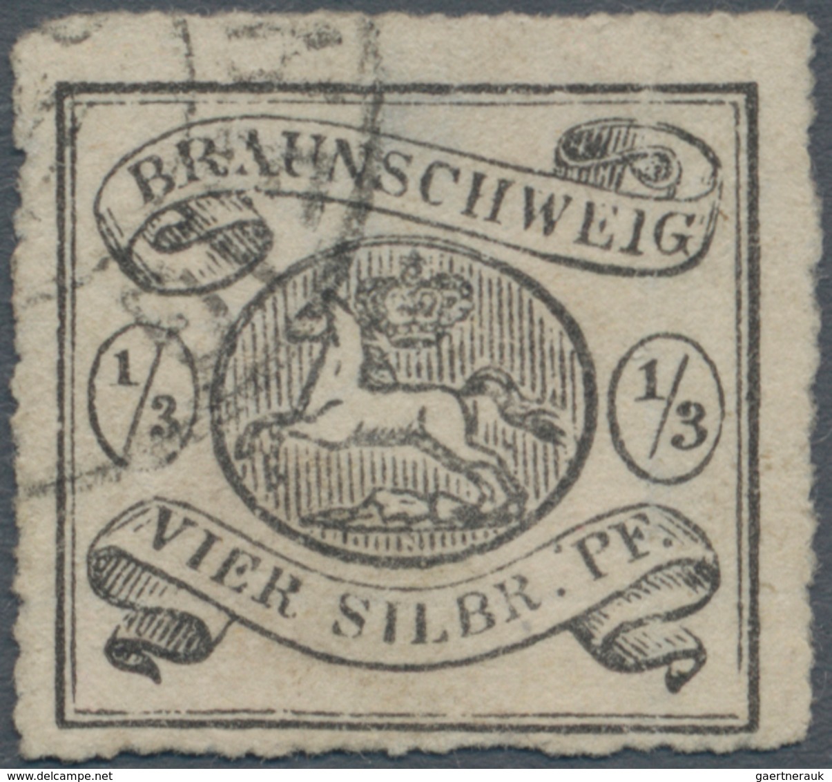 Braunschweig - Marken Und Briefe: 1864, 1/3 Sgr / 4 Spfg. Schwarz Auf Grauweiß Mit Bogenförmigem Dur - Braunschweig