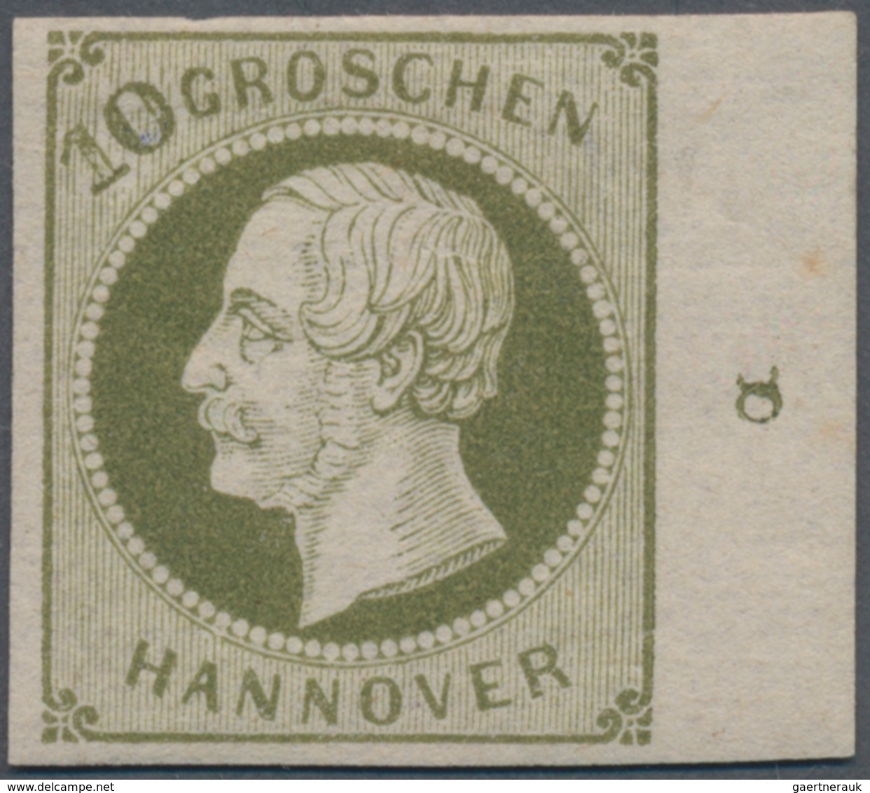 Hannover - Marken Und Briefe: 1861, 10 Groschen Grün Vom Rechten Bogenrand Mit Rand-Nr. '8', Vollran - Hanover