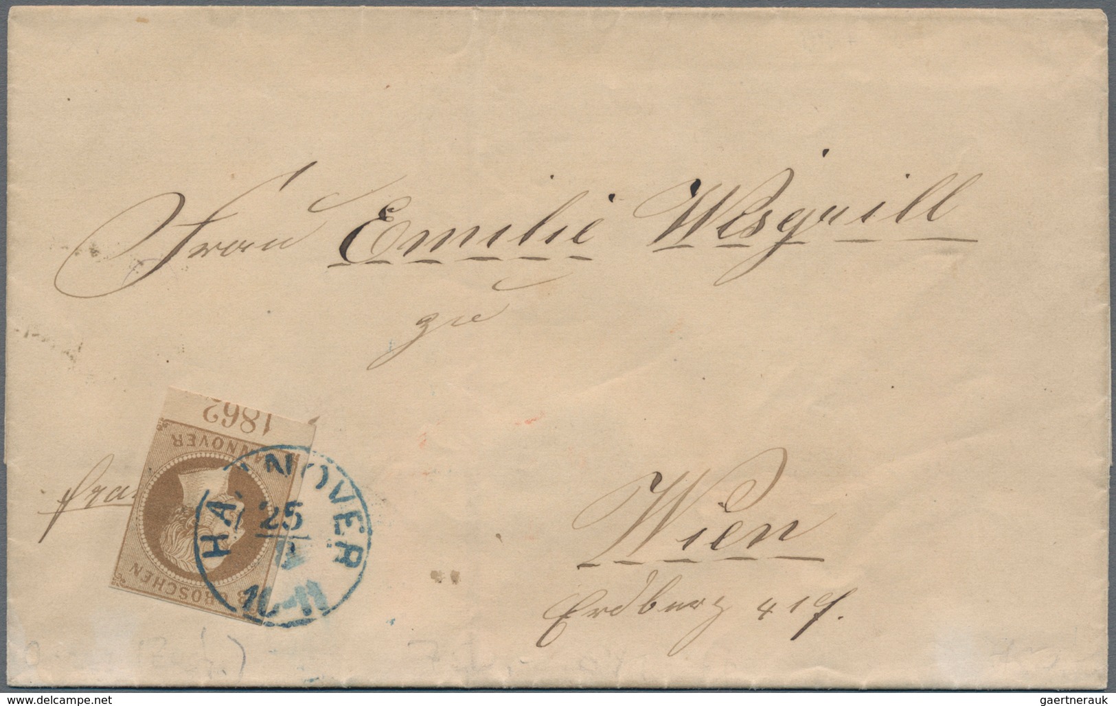 Hannover - Marken Und Briefe: 1861, Georg V 3 Gr. (grau)braun Mit Jahreszahl "1862" Im Unterrand Und - Hanover