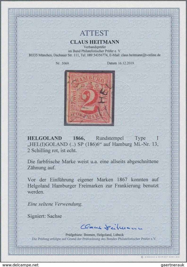 Helgoland - Marken Und Briefe: 1866, Rundstempel Type I "HEL(I)GOLAND (..) SP (186)6" Auf Hamburg Mi - Heligoland