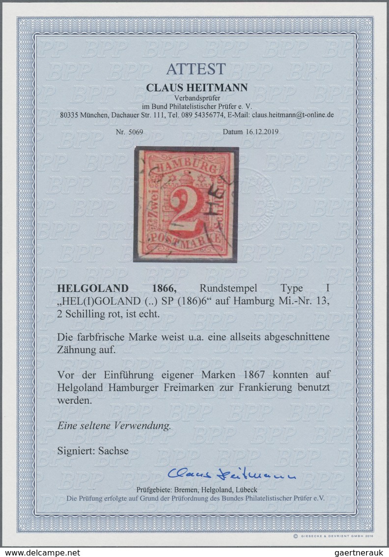 Helgoland - Marken Und Briefe: 1866, Rundstempel Type I "HEL(I)GOLAND (..) SP (186)6" Auf Hamburg Mi - Helgoland