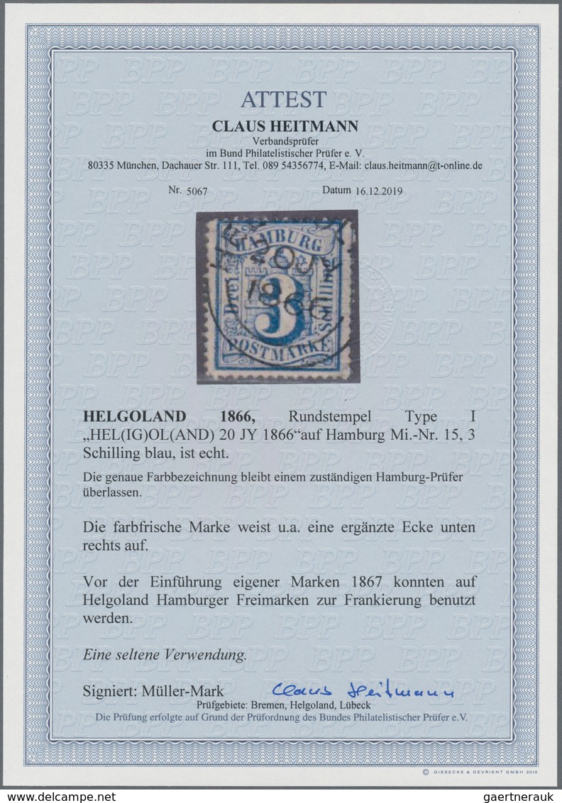 Helgoland - Marken Und Briefe: 1866, Rundstempel Type I "HEL(IG)OL(AND) (..) 20 JY 1866" Auf Hamburg - Heligoland