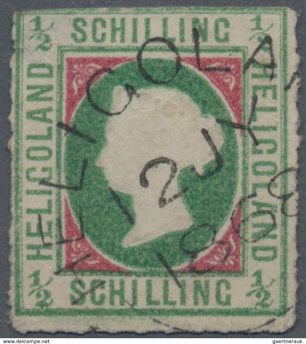Helgoland - Marken Und Briefe: 1867, ½ S Dunkelbläulichgrün/karmin Mit Kopftype I Gestempelt Mit Run - Heligoland