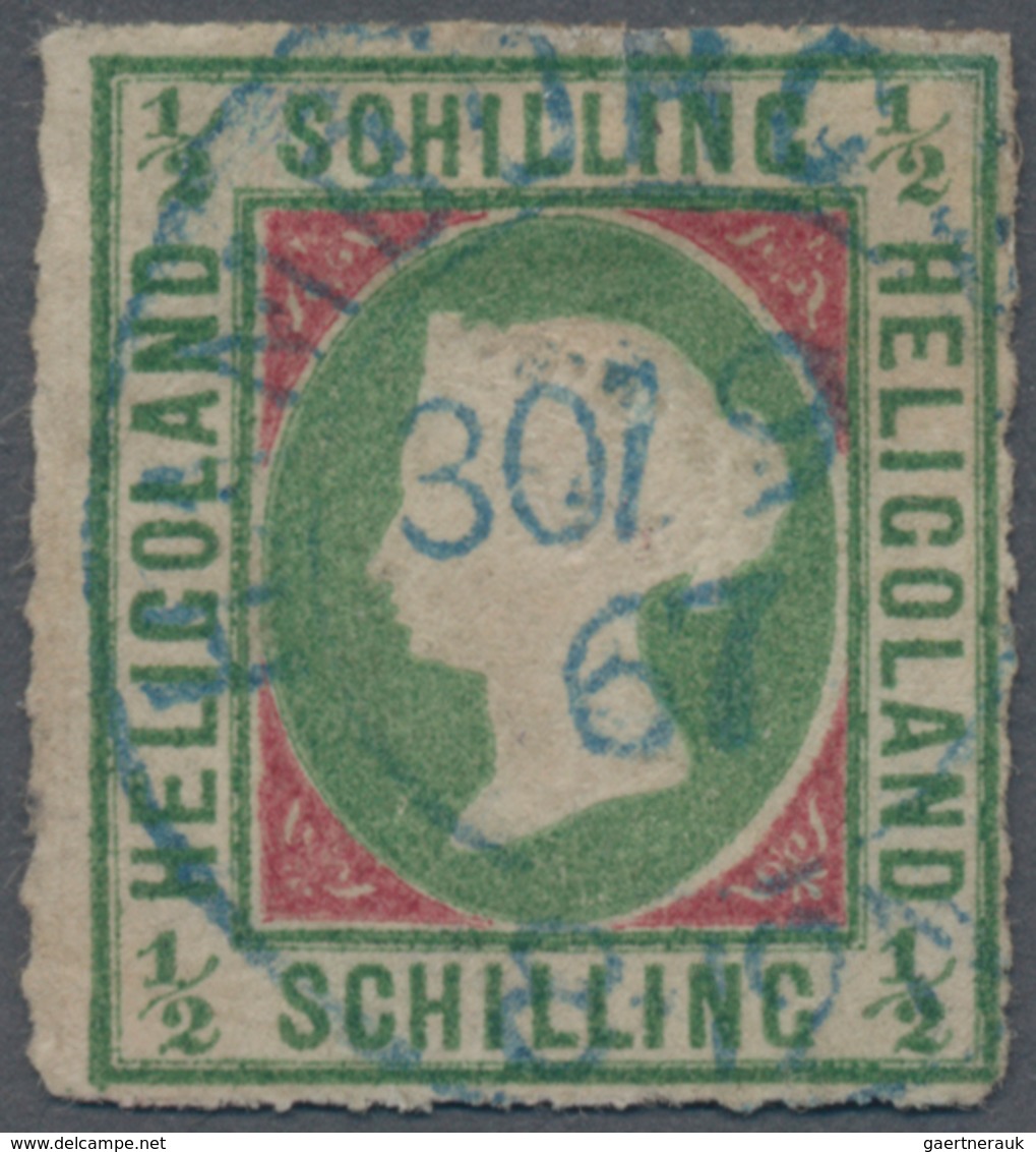 Helgoland - Marken Und Briefe: 1867, ½ S Dunkelbläulichgrün/karmin Mit Kopftype I Gestempelt Mit Bla - Heligoland
