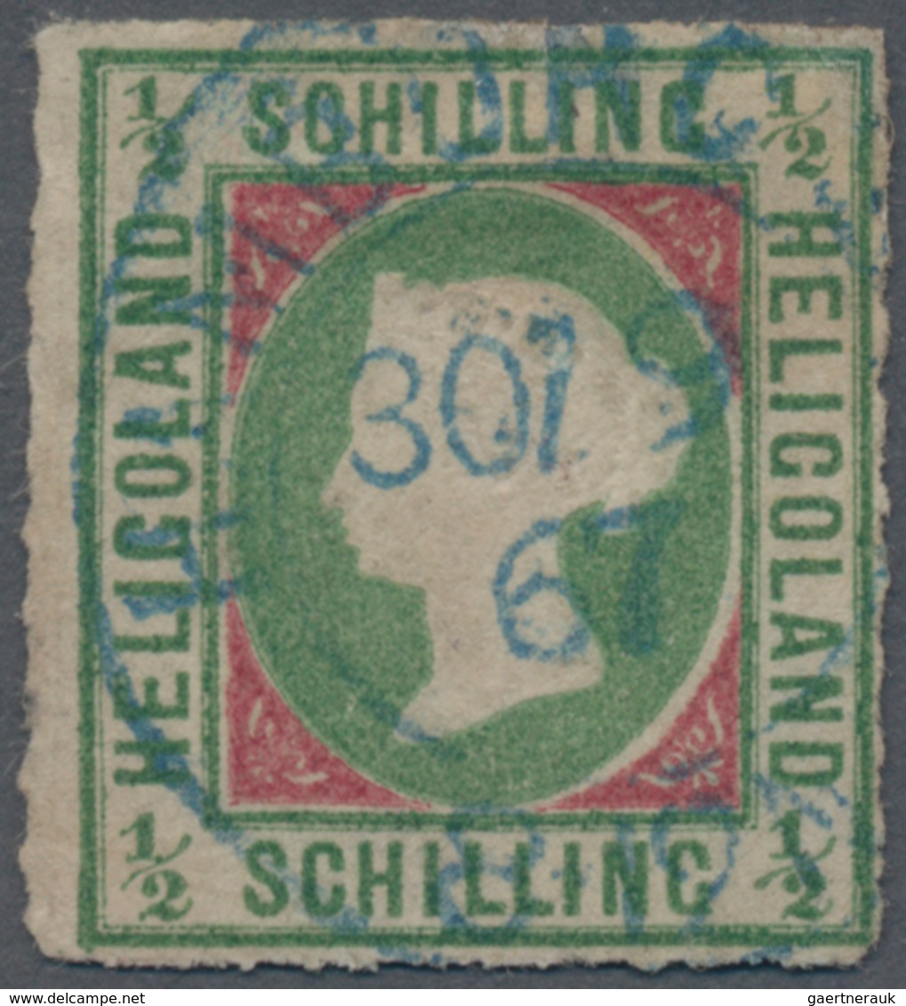 Helgoland - Marken Und Briefe: 1867, ½ S Dunkelbläulichgrün/karmin Mit Kopftype I Gestempelt Mit Bla - Helgoland