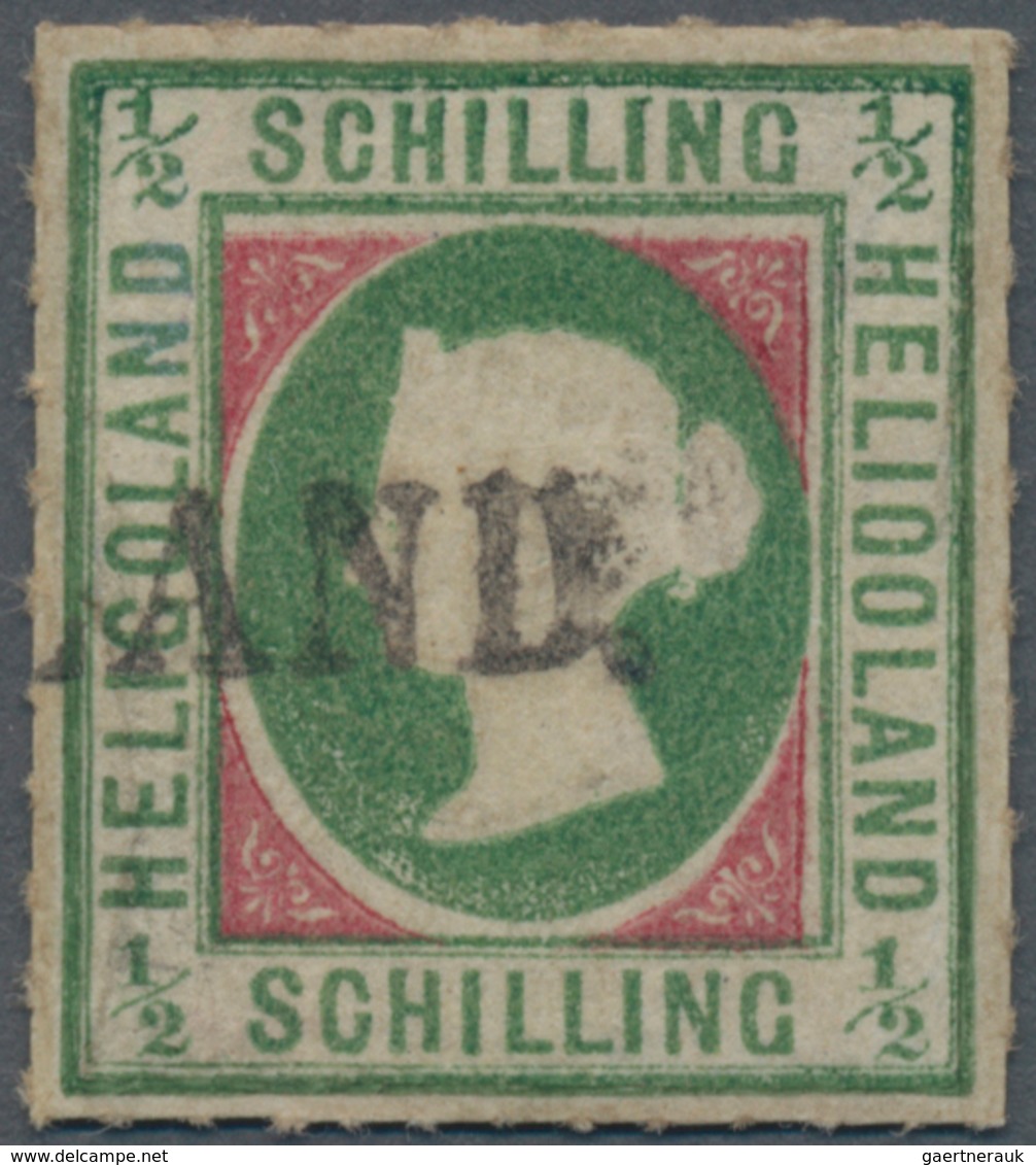 Helgoland - Marken Und Briefe: 1867, ½ S Dunkelbläulichgrün/karmin Mit Kopftype II Gestempelt Mit Ei - Helgoland