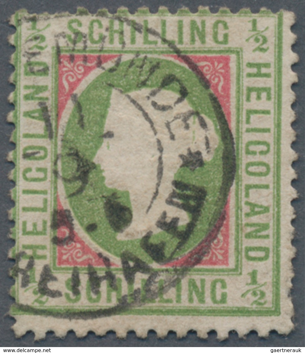 Helgoland - Marken Und Briefe: 1871, ½ S Hellolivgrün/karmin, Kopftype II, Entwertet Mit Dem Auf Hel - Héligoland