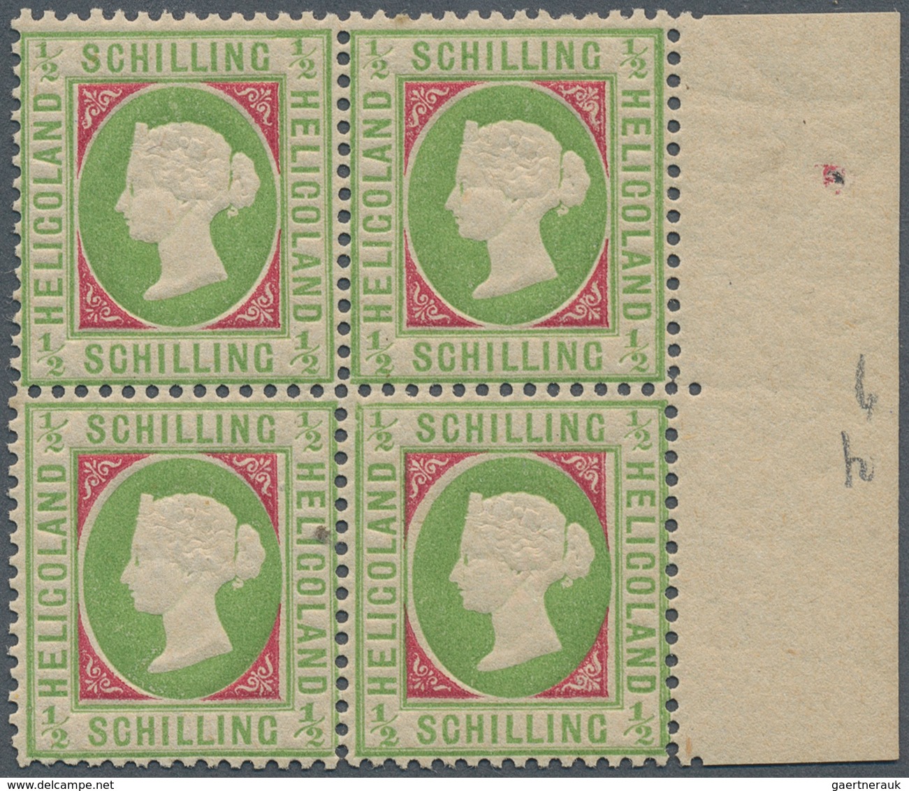 Helgoland - Marken Und Briefe: 1869, QV ½ Schilling Im POSTFRISCHEN LUXUS-VIERERBLOCK Auf Dickem Pap - Helgoland