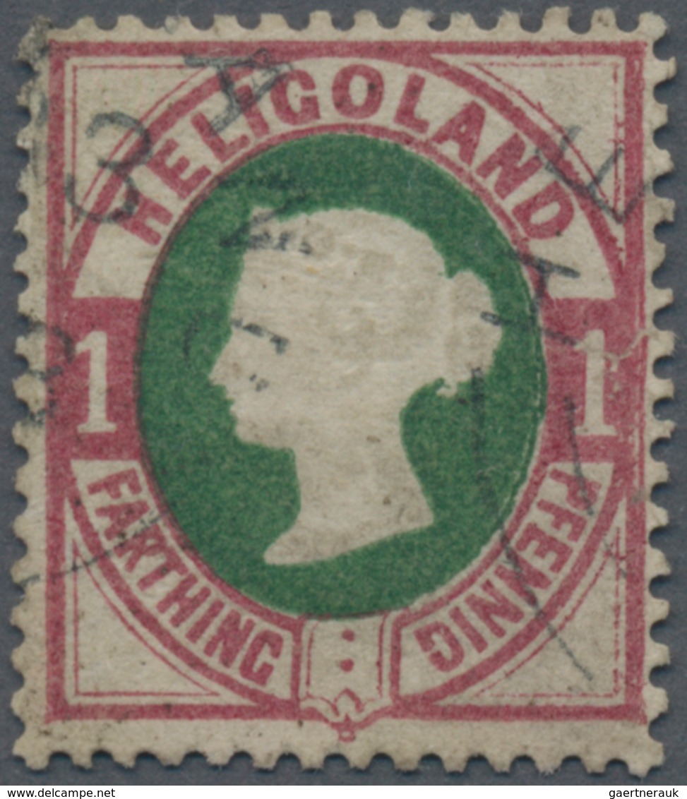 Helgoland - Marken Und Briefe: 1875, Viktoria 1 F / 1 Pf. Lilakarmin/(dunkel)grün Ovalausgabe Mit Ru - Helgoland