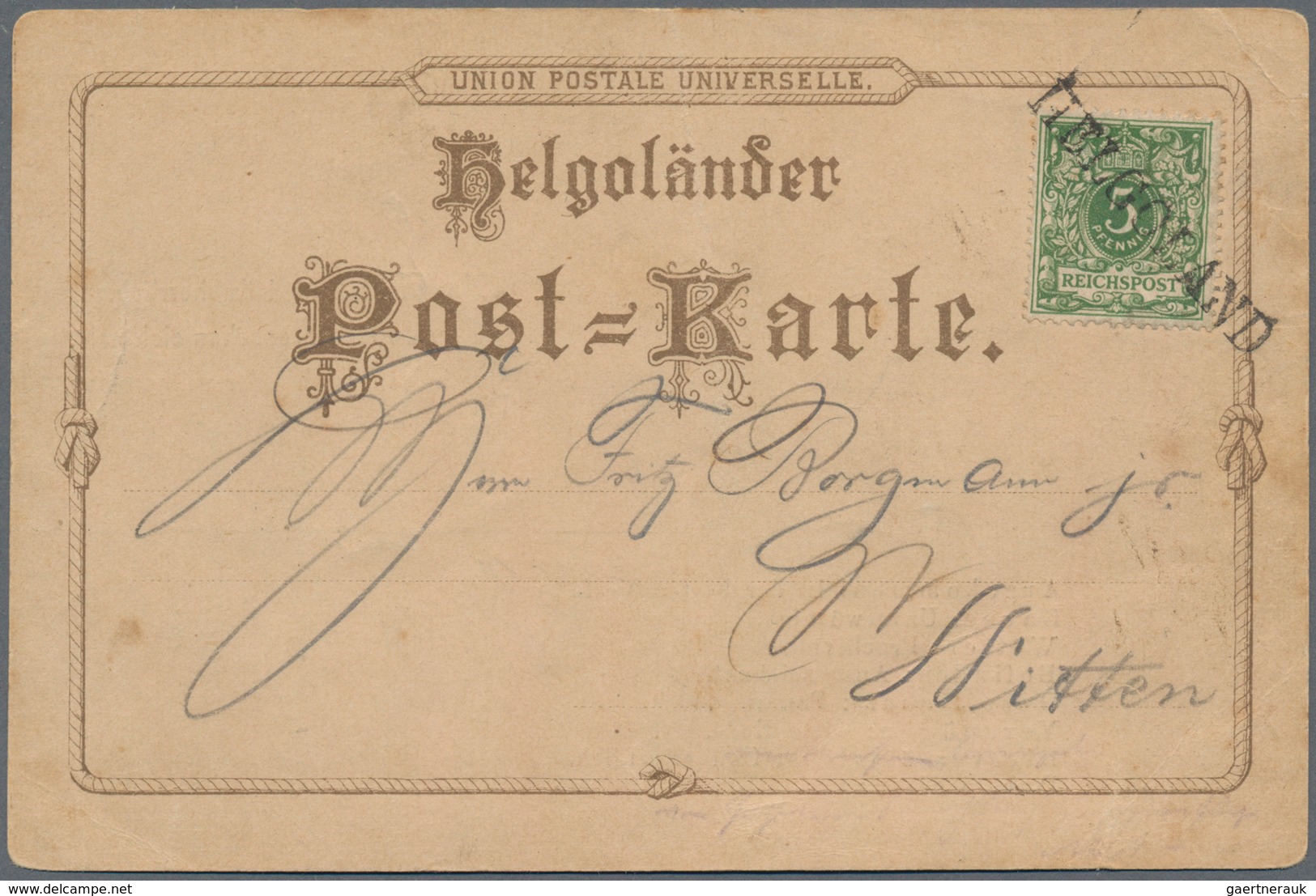 Helgoland - Marken Und Briefe: 1890, Helgoländer Postkarte Mit EF Deutsches Reich 5 Pf Krone/Adler, - Helgoland