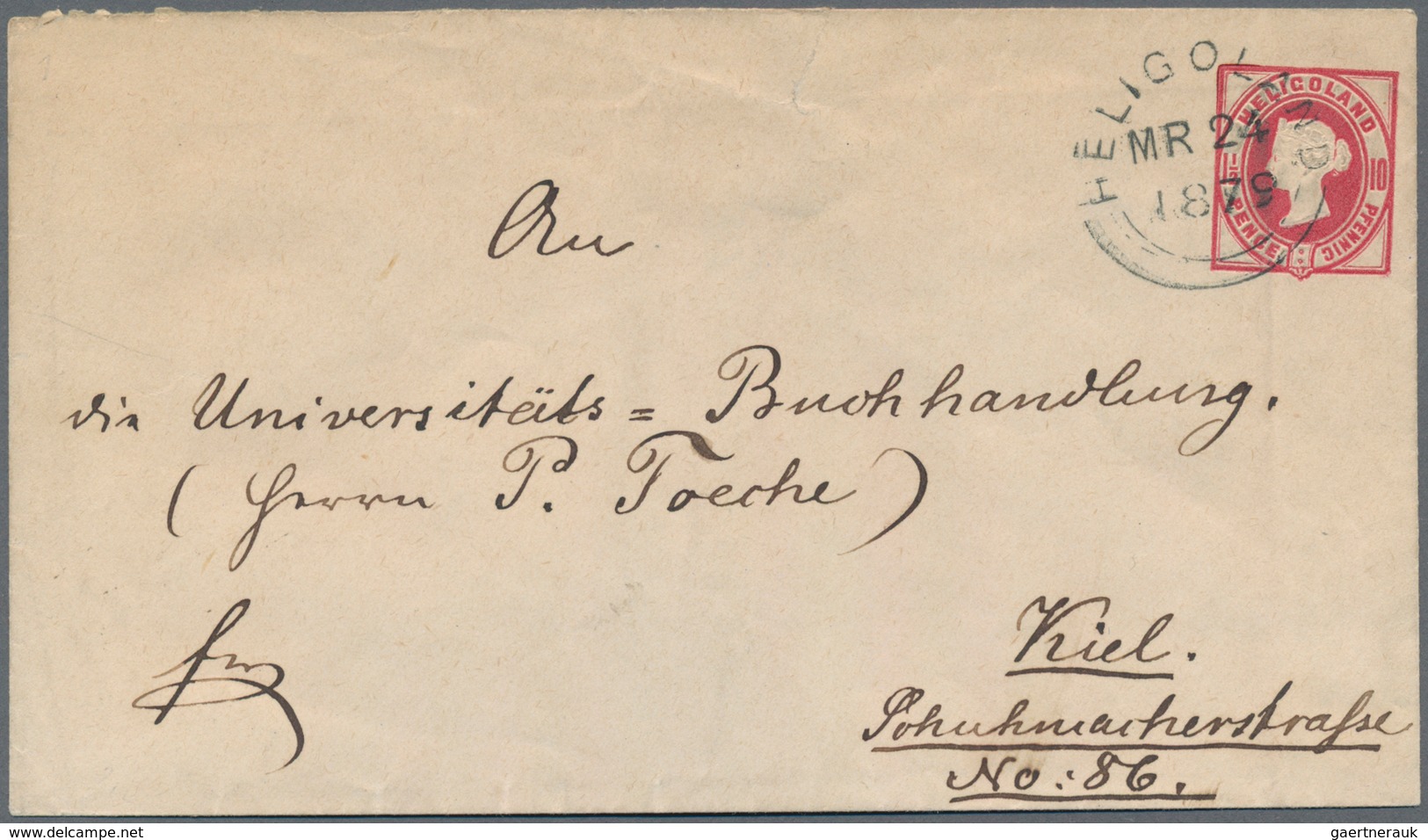 Helgoland - Ganzsachen: 1875, 1½ P./10 Pfg. Ganzsachenumschlag Bedarfsgebraucht Mit Rundstempel Type - Heligoland