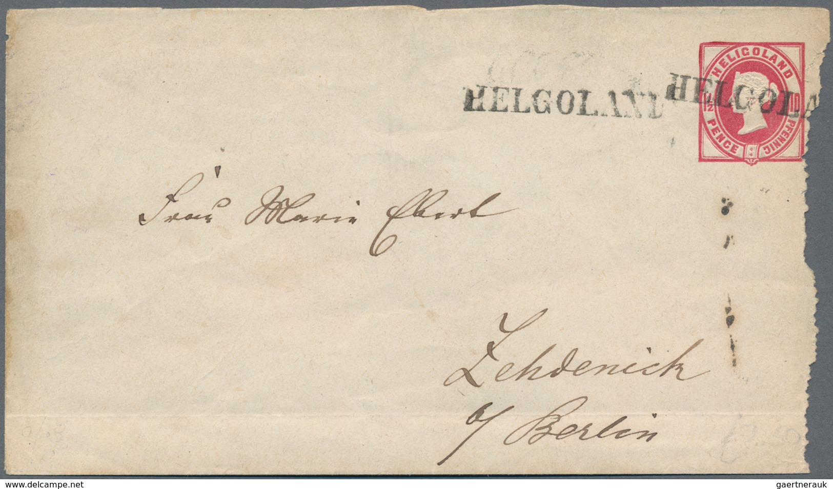 Helgoland - Ganzsachen: 1875, 1½ P./10 Pfg. Ganzsachenumschlag Bedarfsgebraucht Doppelt Abgeschlagen - Héligoland