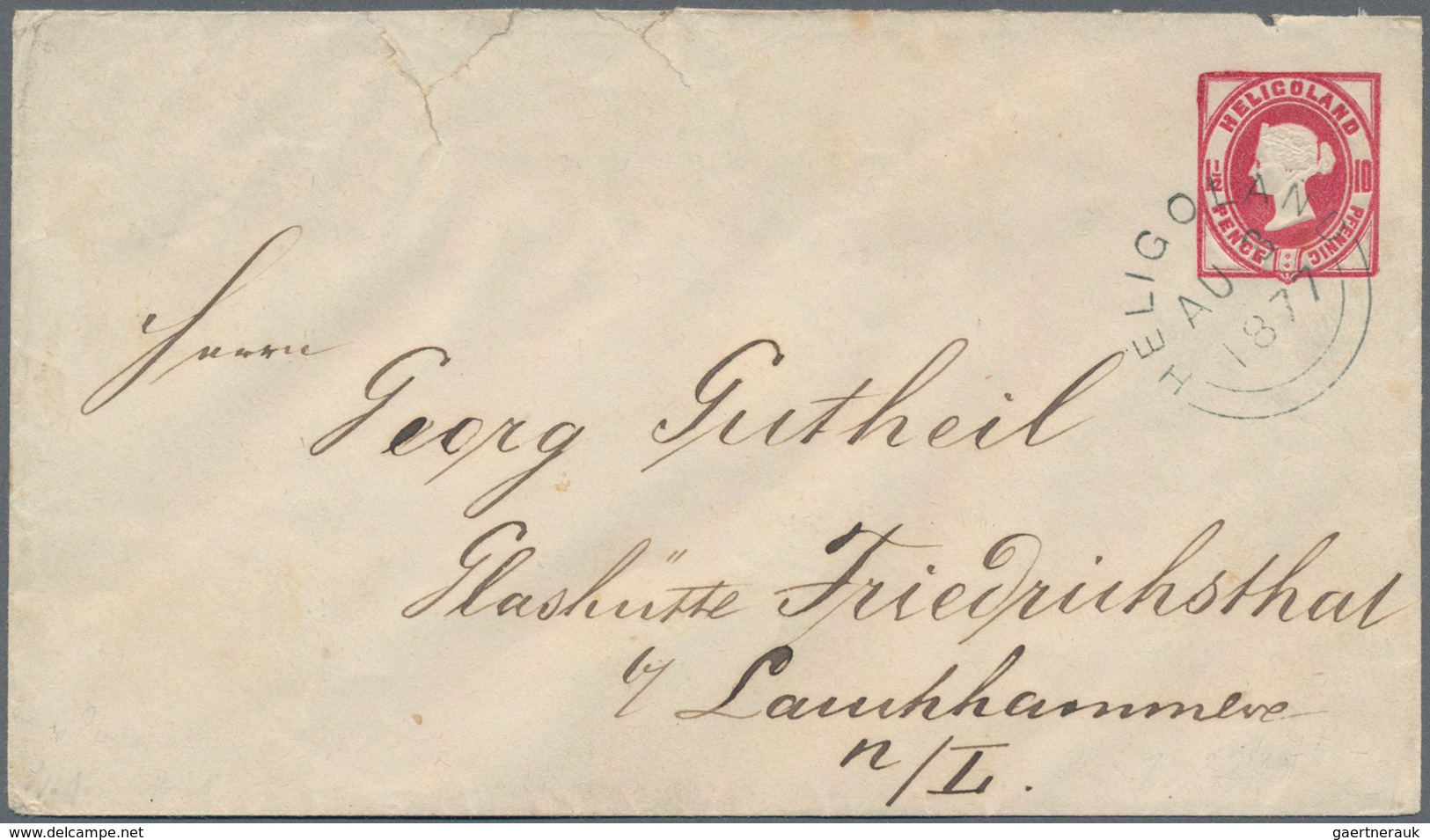 Helgoland - Ganzsachen: 1875, 1½ P./10 Pfg. Ganzsachenumschlag Bedarfsgebraucht Mit Rundstempel Type - Heligoland