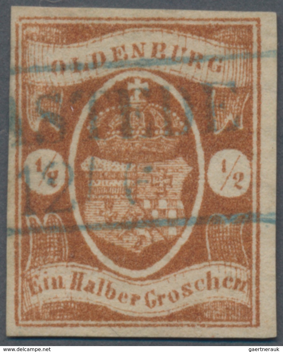 Oldenburg - Marken Und Briefe: 1861, ½ Gr. Dunkelbraun, Farbfrisches Und Allseits Voll- Bis Breitran - Oldenburg