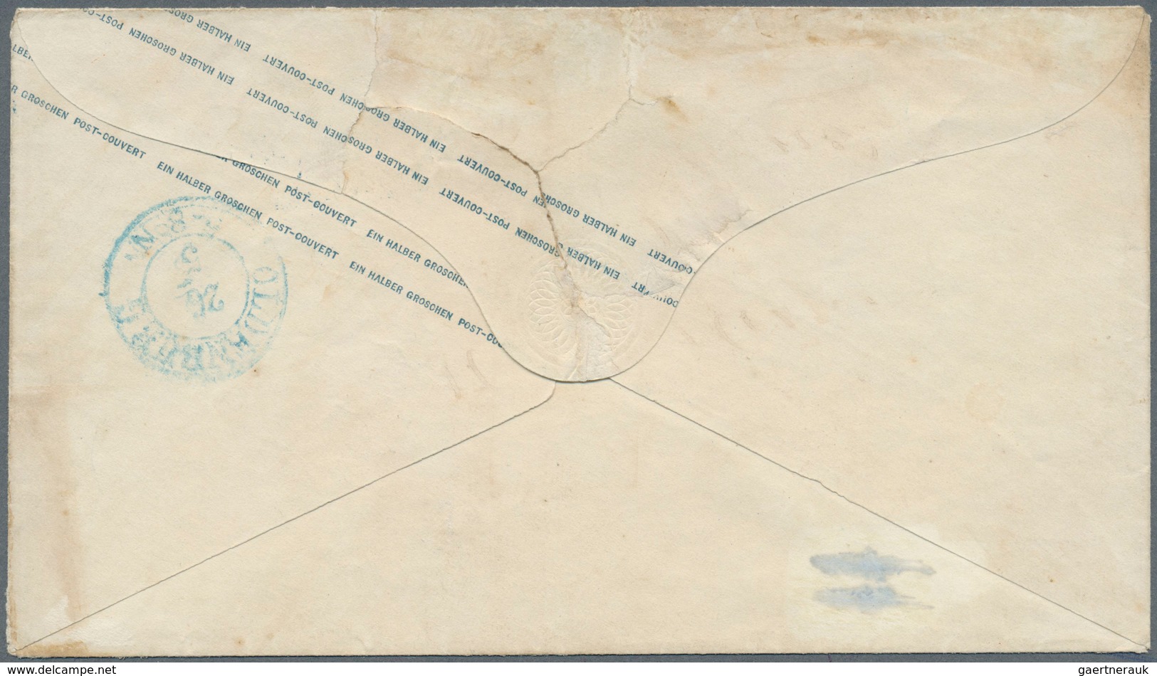 Oldenburg - Ganzsachen: 1862: Ganzsachen-Umschlag, Wertstempel Rechts, Kurze Gummierung, ½ Gr. Orang - Oldenburg