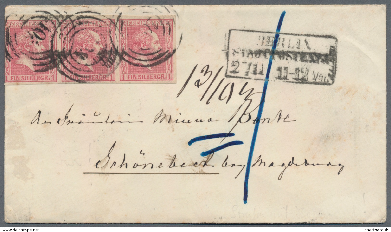 Preußen - Marken Und Briefe: 1858, 1 Sgr. Rosa, Waagerechter 3er-Streifen Vom Linken Rand Mit Reihen - Other & Unclassified