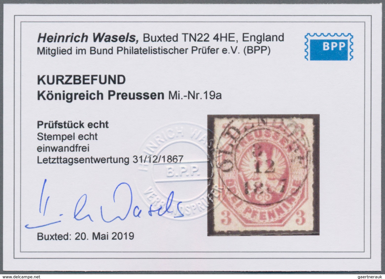 Preußen - Marken Und Briefe: 1867, 3 Pfg. Graulila, Farbfrisches Exemplar Mit Allseits Gutem Durchst - Other & Unclassified