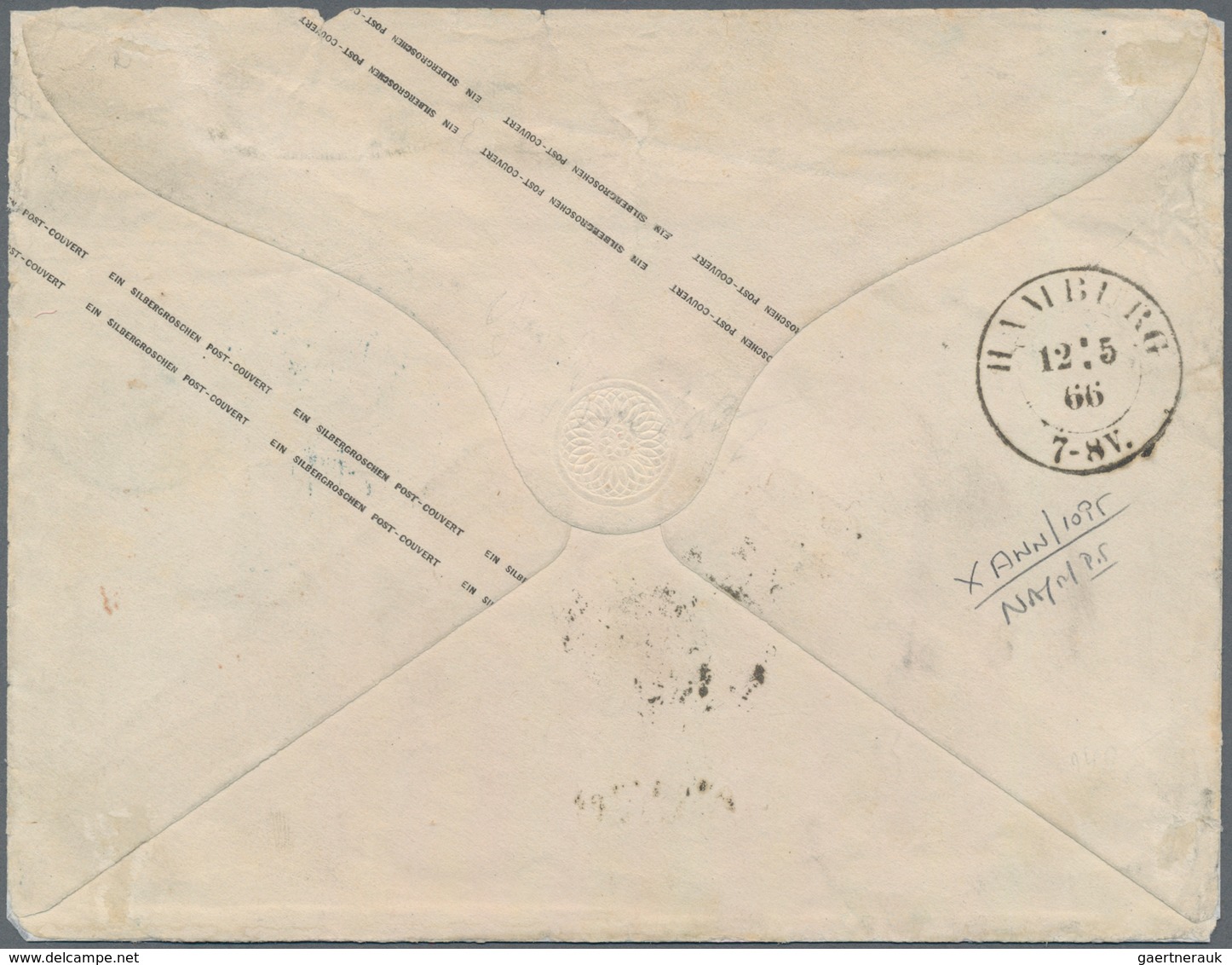 Preußen - Ganzsachen: 1862, GA-Umschlag 1 Sgr. Rosa + Fünferstreifen 1 Sgr. Rosa + 6 Pf Orange Nach - Sonstige & Ohne Zuordnung