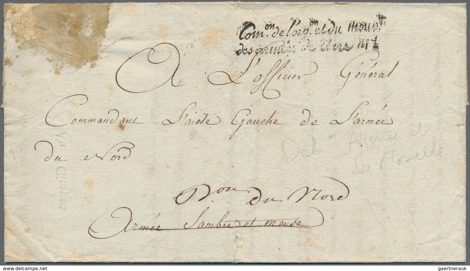 Frankreich - Militärpost / Feldpost - Preußen: 1794, "DEBOURSE/ARMEE DE LA MOSELLE", Schwarzer L2 Rü - Prephilately