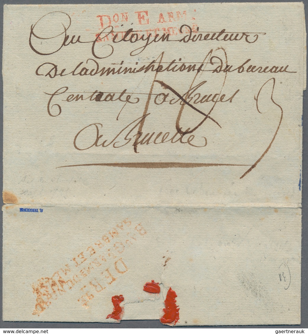 Frankreich - Militärpost / Feldpost - Preußen: 1796, "DON E ARM./SAMBRE ET NEUSE", Roter L2 Auf Falt - Precursores