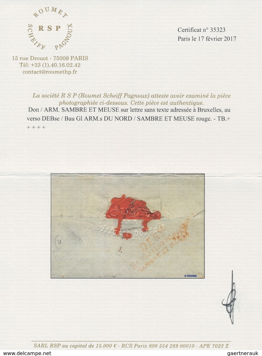 Frankreich - Militärpost / Feldpost - Preußen: 1796, "DON E ARM./SAMBRE ET NEUSE", Roter L2 Auf Falt - Prephilately
