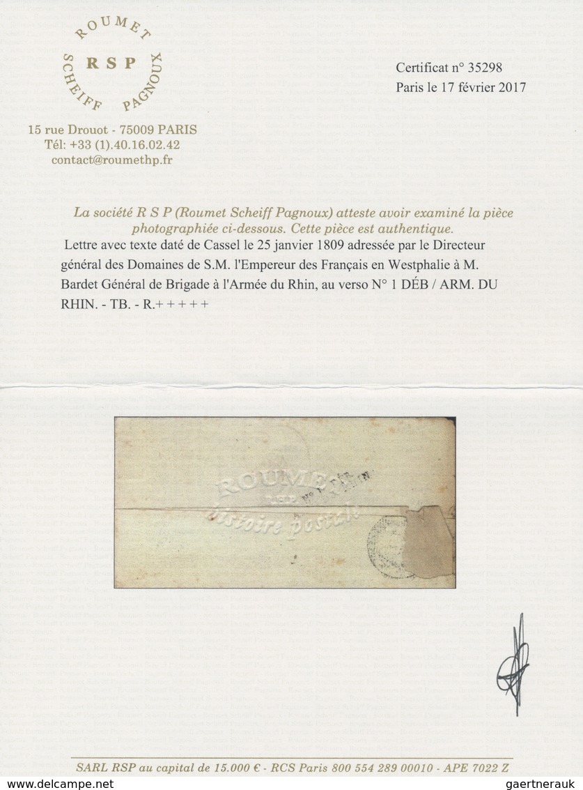 Frankreich - Militärpost / Feldpost - Preußen: 1809, "No 1 DEB/ARMEE DU RHIN", Schwarzer L2 Klar Rs. - [Voorlopers