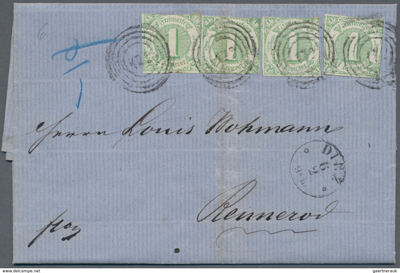 Thurn & Taxis - Marken Und Briefe: 1861, 1 Kreuzer Grün - 4x Als MeF Für Doppelbrief Auf Kpl. Faltbr - Andere & Zonder Classificatie