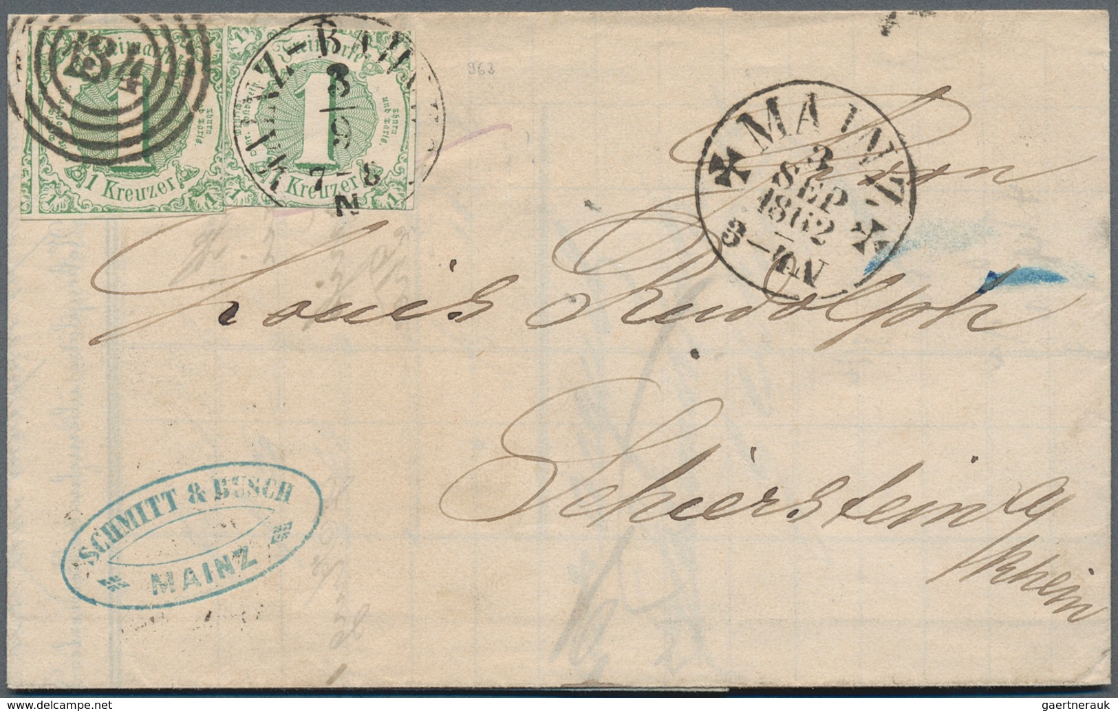 Thurn & Taxis - Marken Und Briefe: 1862, 1 Kr. Grün, Zwei Exemplare, Die Linke Marke Vollrandig, Die - Andere & Zonder Classificatie