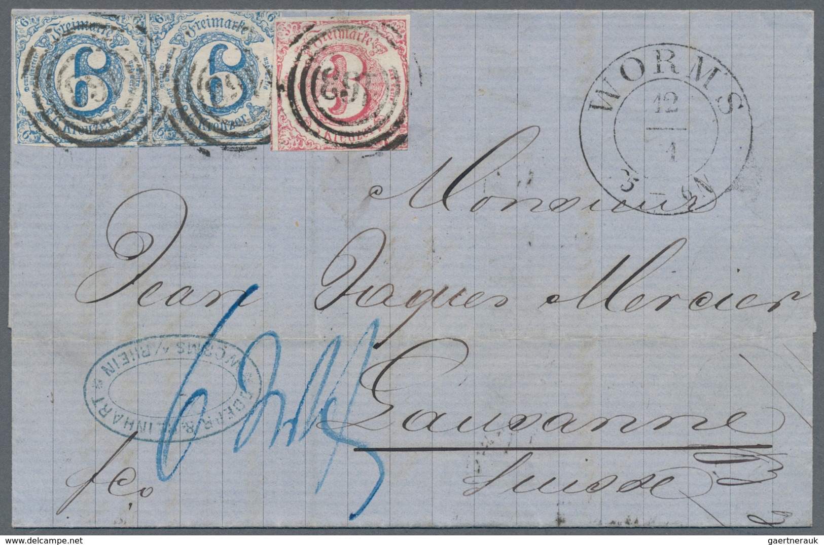 Thurn & Taxis - Marken Und Briefe: 1862 (Markenausgabe), 15-Kreuzer-Frankatur In Die Schweiz, Besteh - Sonstige & Ohne Zuordnung
