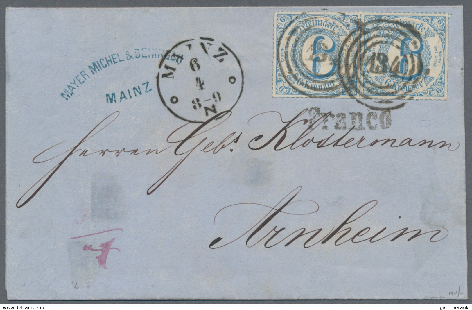 Thurn & Taxis - Marken Und Briefe: 1866, 12-Kreuzer Frankatur (Gesamttaxe), Bestehend Aus 6 Kr. Blau - Andere & Zonder Classificatie