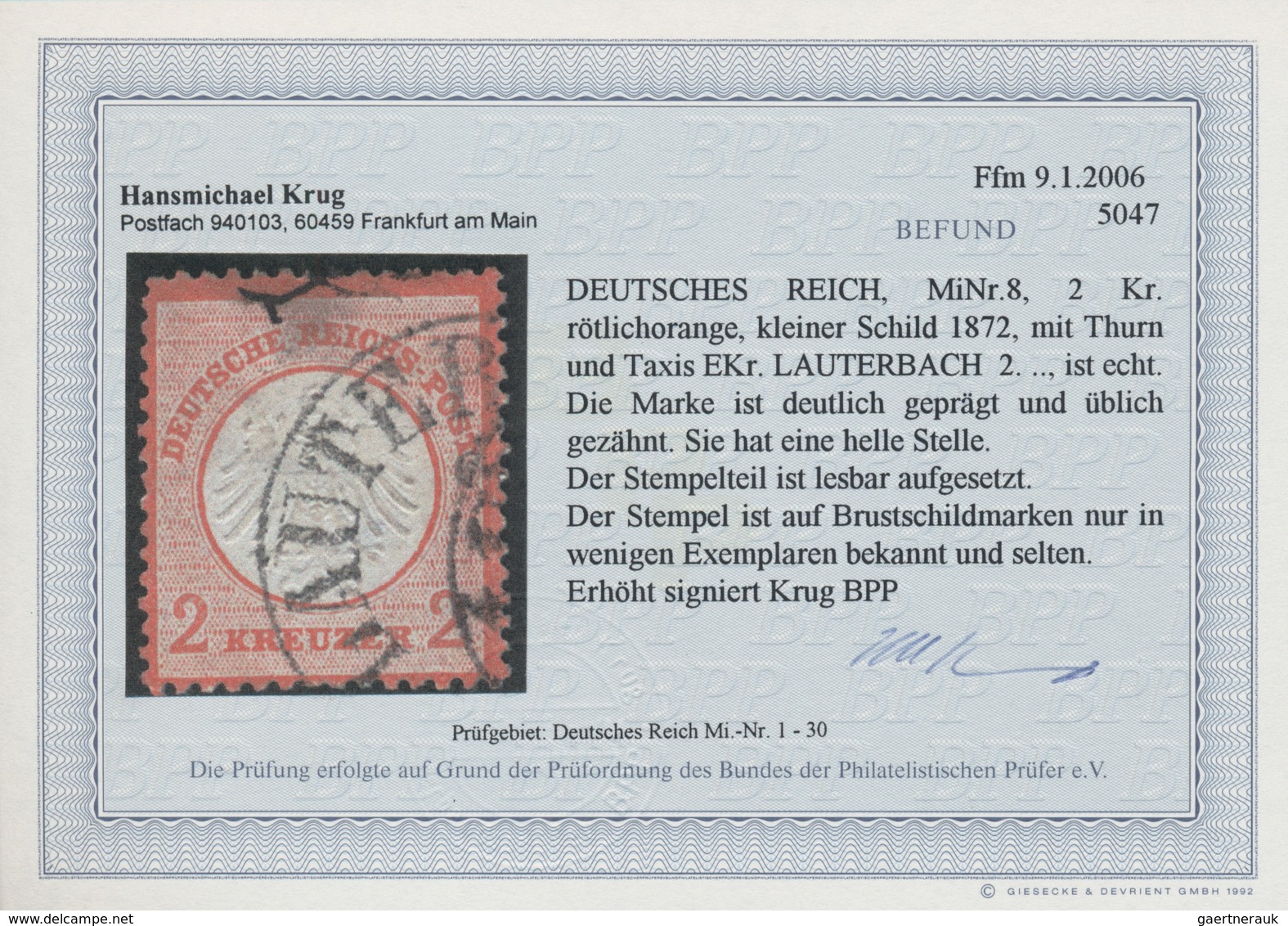 Thurn & Taxis - Nachverwendete Stempel: LAUTERBACH 2... Extrem Seltener Taxis-K1 Auf Kleiner Schild - Sonstige & Ohne Zuordnung