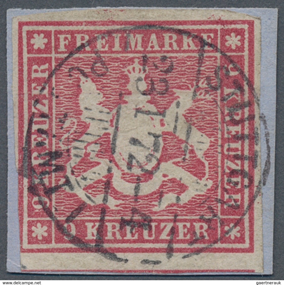 Württemberg - Marken Und Briefe: 1857, Wappenzeichnung 9 Kreuzer Rosakarmin, Farbfrischer Amtlicher - Sonstige & Ohne Zuordnung