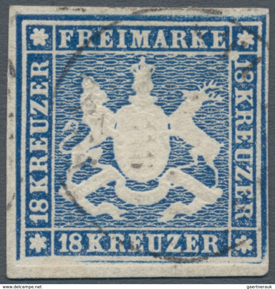 Württemberg - Marken Und Briefe: 1859, Wappen 18 Kr. Dunkelblau Ohne Seidenfaden Mit Gut Sichtbarem - Andere & Zonder Classificatie