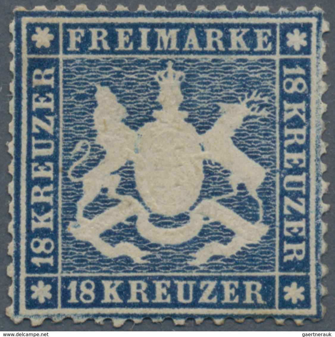 Württemberg - Marken Und Briefe: 1861, Wappenausgabe 18 Kr. Dunkelblau, Dünnes Papier, Ungebraucht M - Andere & Zonder Classificatie