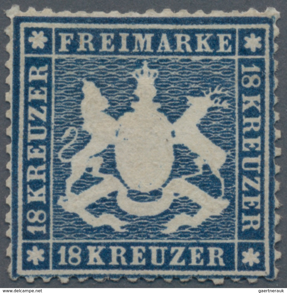 Württemberg - Marken Und Briefe: 1862, 18 Kreuzer Blau Dünnes Papier Ungebraucht Ohne Gummi, Eine Ec - Andere & Zonder Classificatie