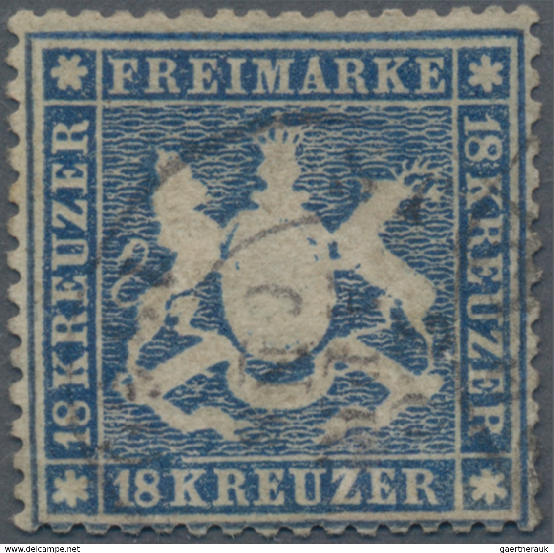 Württemberg - Marken Und Briefe: 1862, 18 Kreuzer Blau Zart Gestempelt, Gering Repariert, Mi 2.800.- - Sonstige & Ohne Zuordnung