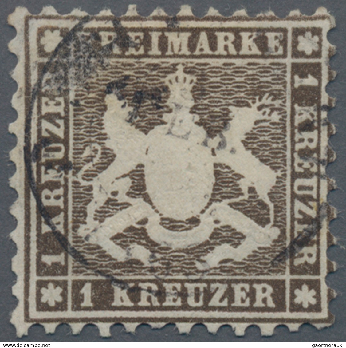 Württemberg - Marken Und Briefe: 1862, 1 Kreuzer Dunkelgraubraun Sauber Zentral Gestempelt, Signiert - Other & Unclassified