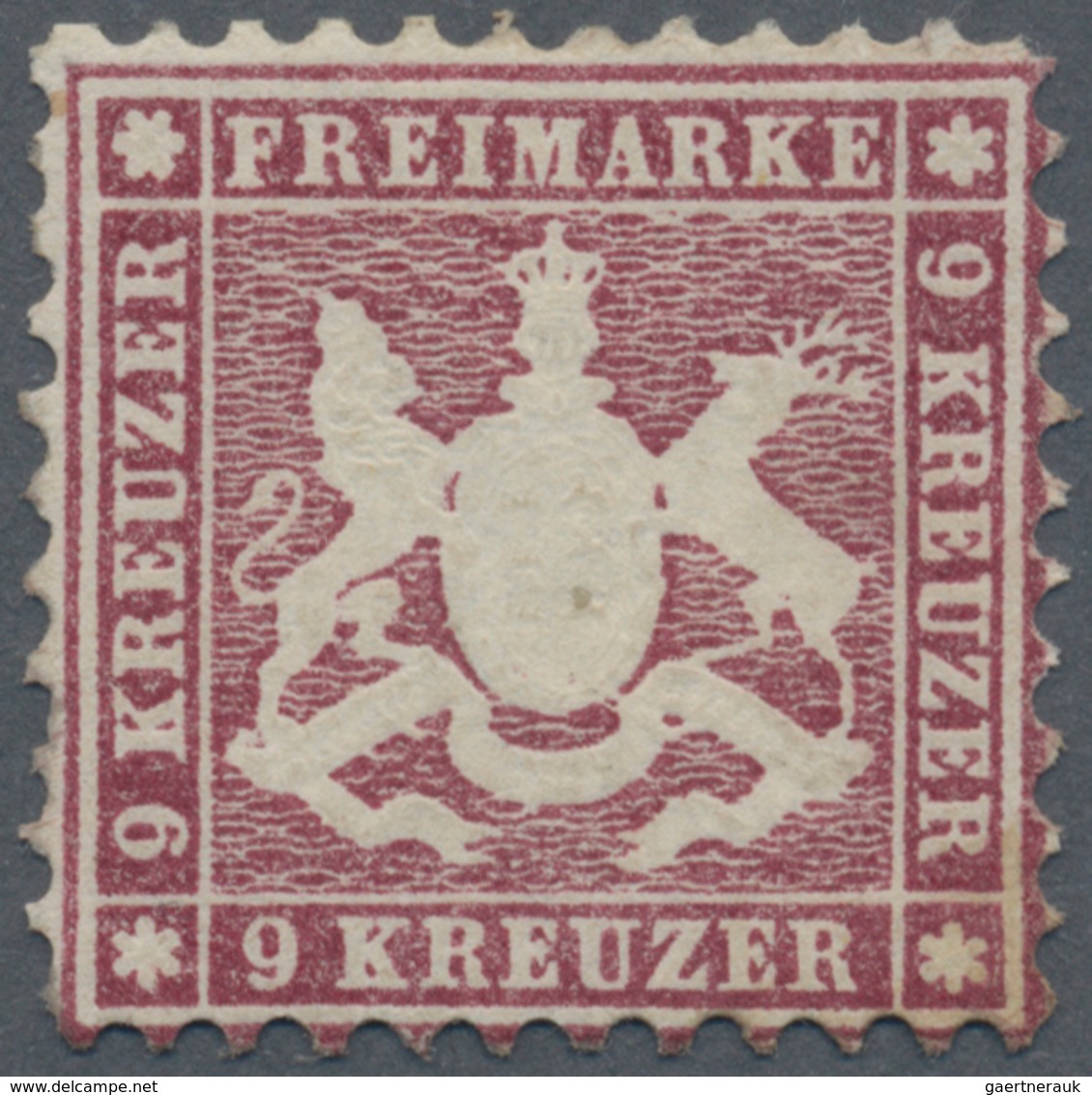 Württemberg - Marken Und Briefe: 1862, Wappenausgabe 9 Kr. Dunkelkarmin, Ungebraucht Ohne Gummi, Far - Andere & Zonder Classificatie