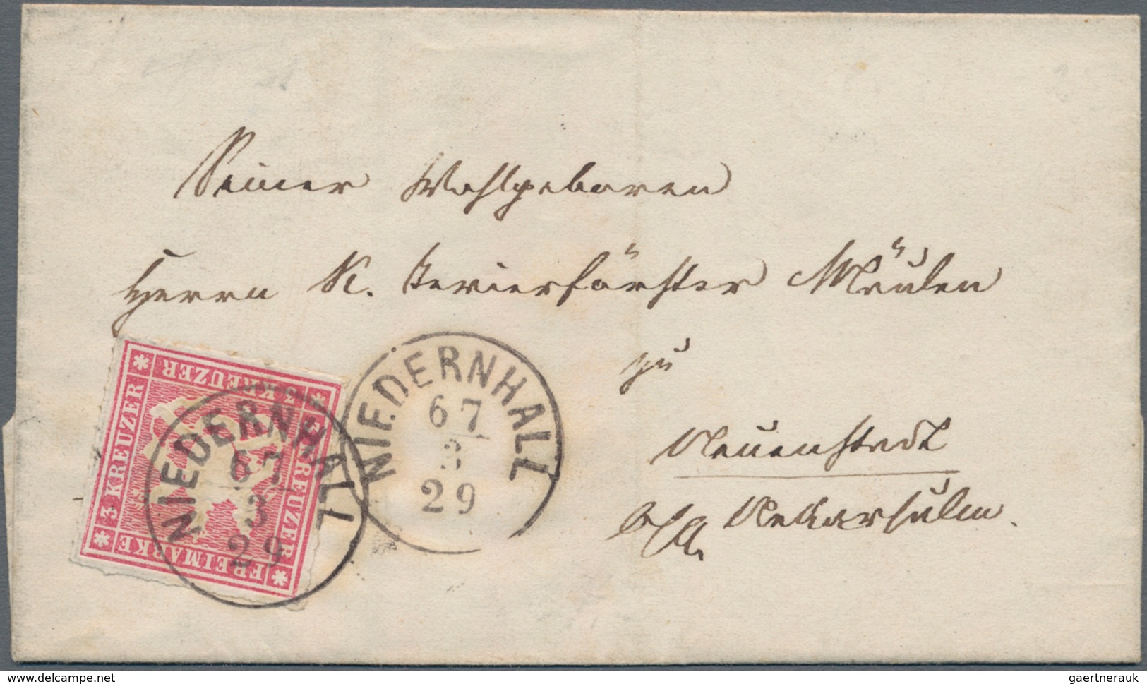 Württemberg - Marken Und Briefe: 1867, 3 Kr. Rosa, Farbfrisches Exemplar Mit Gutem Durchstich Auf Kl - Other & Unclassified
