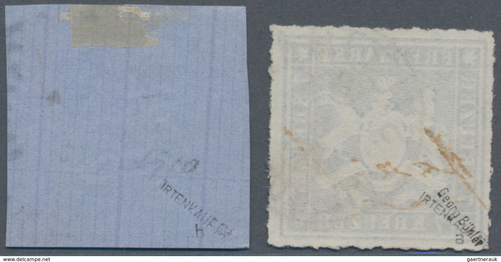 Württemberg - Marken Und Briefe: 1868, 7 Kreuzer Blau Und Desgl. Dkl'preußischblau (Briefstück) Je S - Other & Unclassified