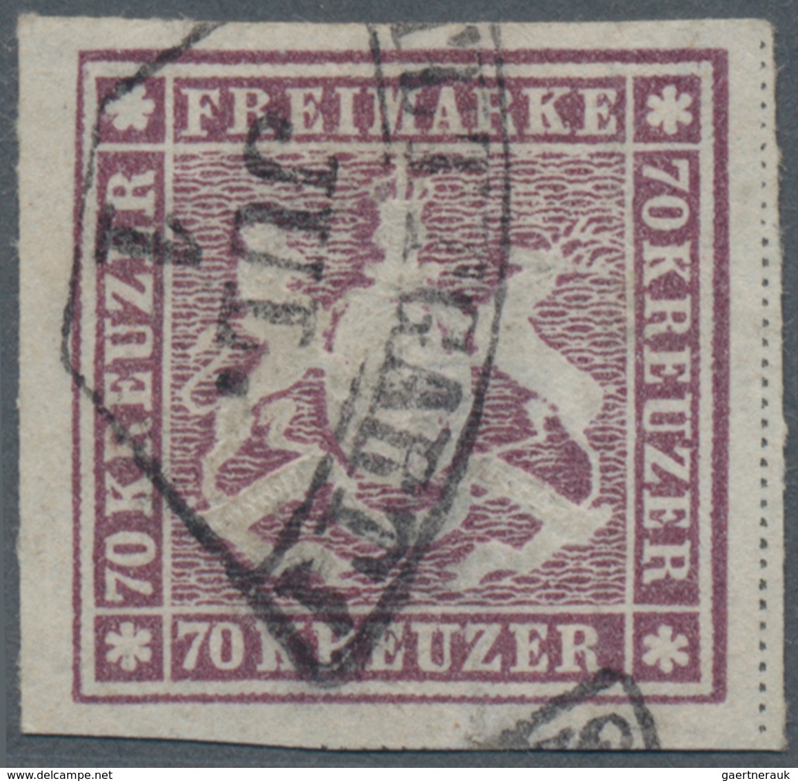 Württemberg - Marken Und Briefe: 1873, 70 Kr. Wappen Braunlila, Erste Auflage Mit Einfachen Linien U - Other & Unclassified