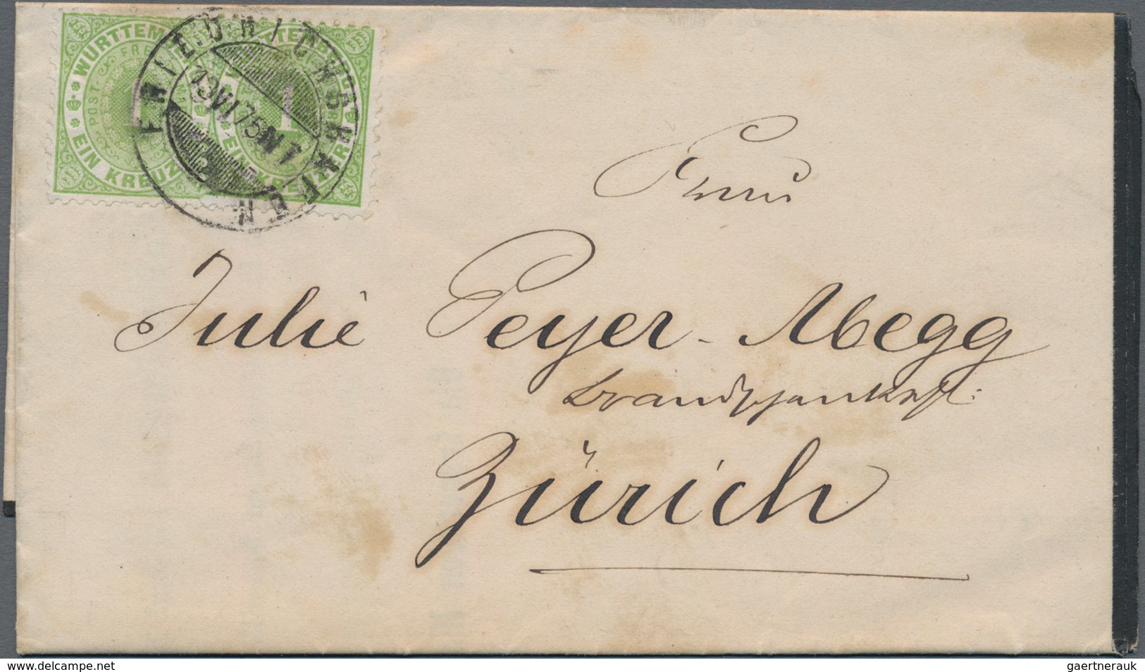 Württemberg - Marken Und Briefe: 1875, 1 Kreuzer Gezähnt Als Waagerechtes Paar Auf Auslandsdrucksach - Other & Unclassified